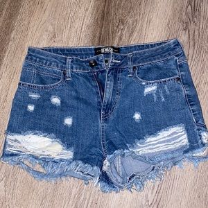 Rewash blue denim jean distressed Shorts size 7